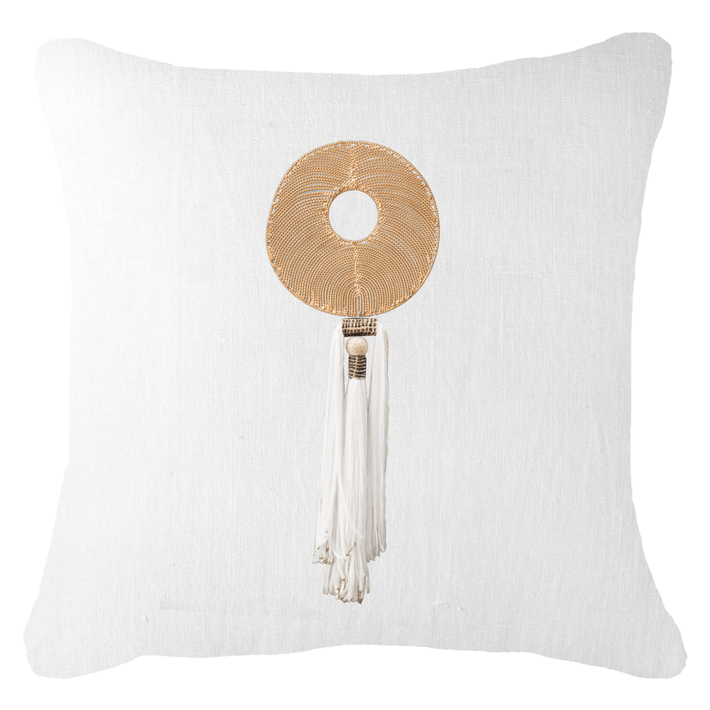 Tassel Disc Gold On White 55 x 55 cm-abc