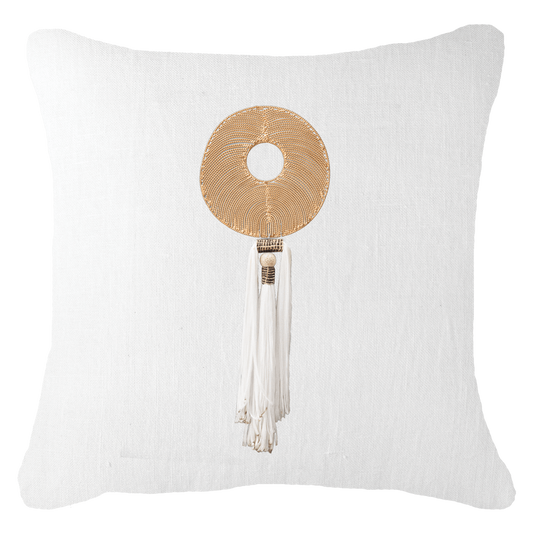 Tassel Disc Gold On White 55 x 55 cm-abc