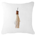 Tassel Feather White on White Linen Lounge Cushion 55 x 55cm-abc
