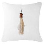 Tassel Feather White on White Linen Lounge Cushion 55 x 55cm-abc
