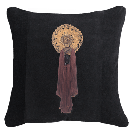 Tassel Italy Choc on Black Lounge Cushion 55 x 55cm-abc