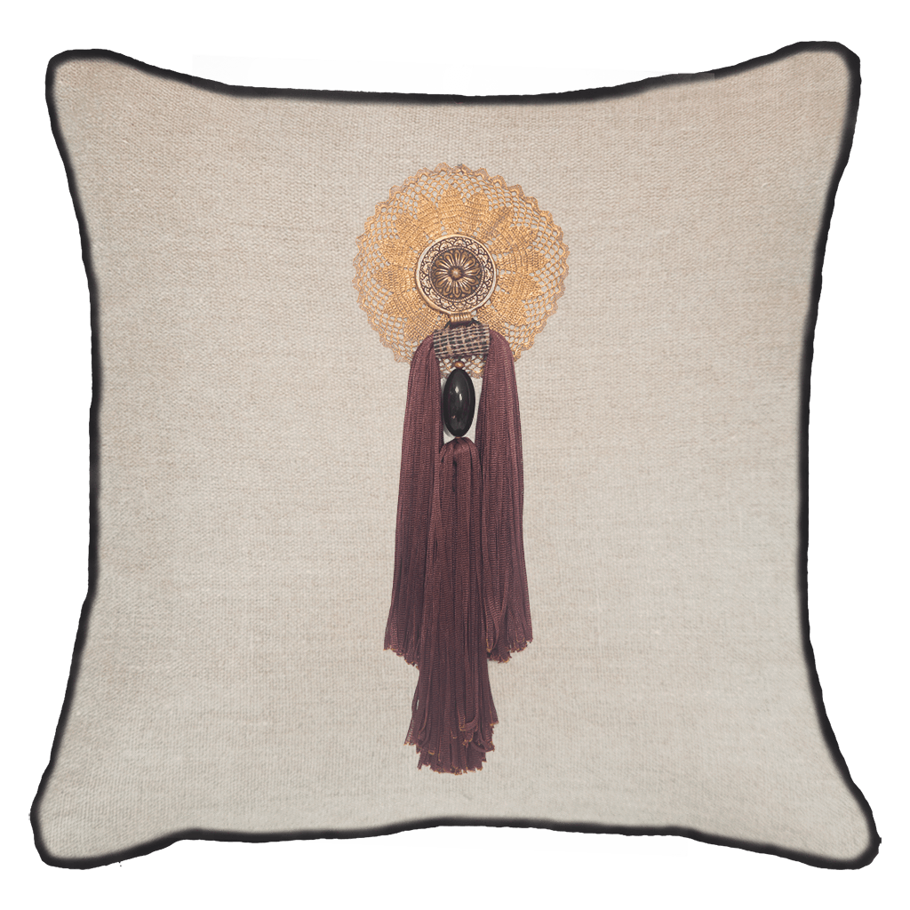 Tassel Italy Choc on Natural 55 x 55 cm-abc