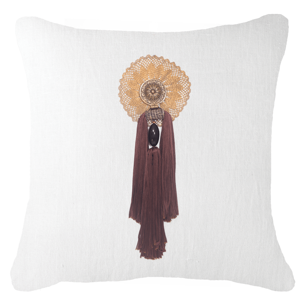 Tassel Italy Choc on White 55 x 55 cm-abc