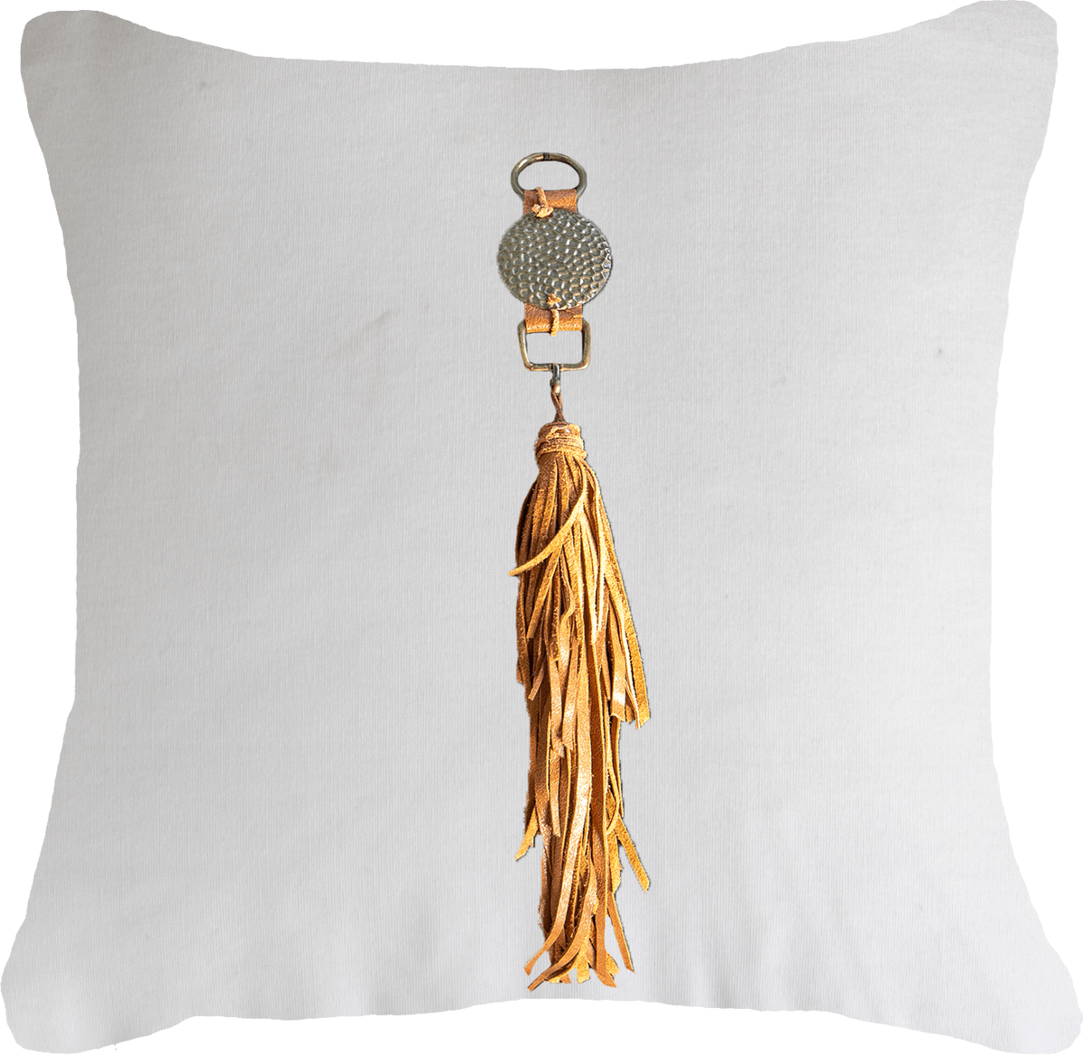 Tassel Tex on White Lounge Cushion 55 x 55 cm-abc