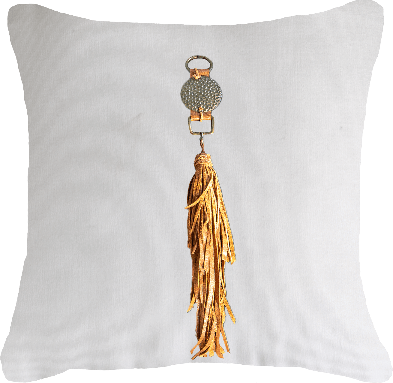 Tassel Tex on White Lounge Cushion 55 x 55 cm-abc