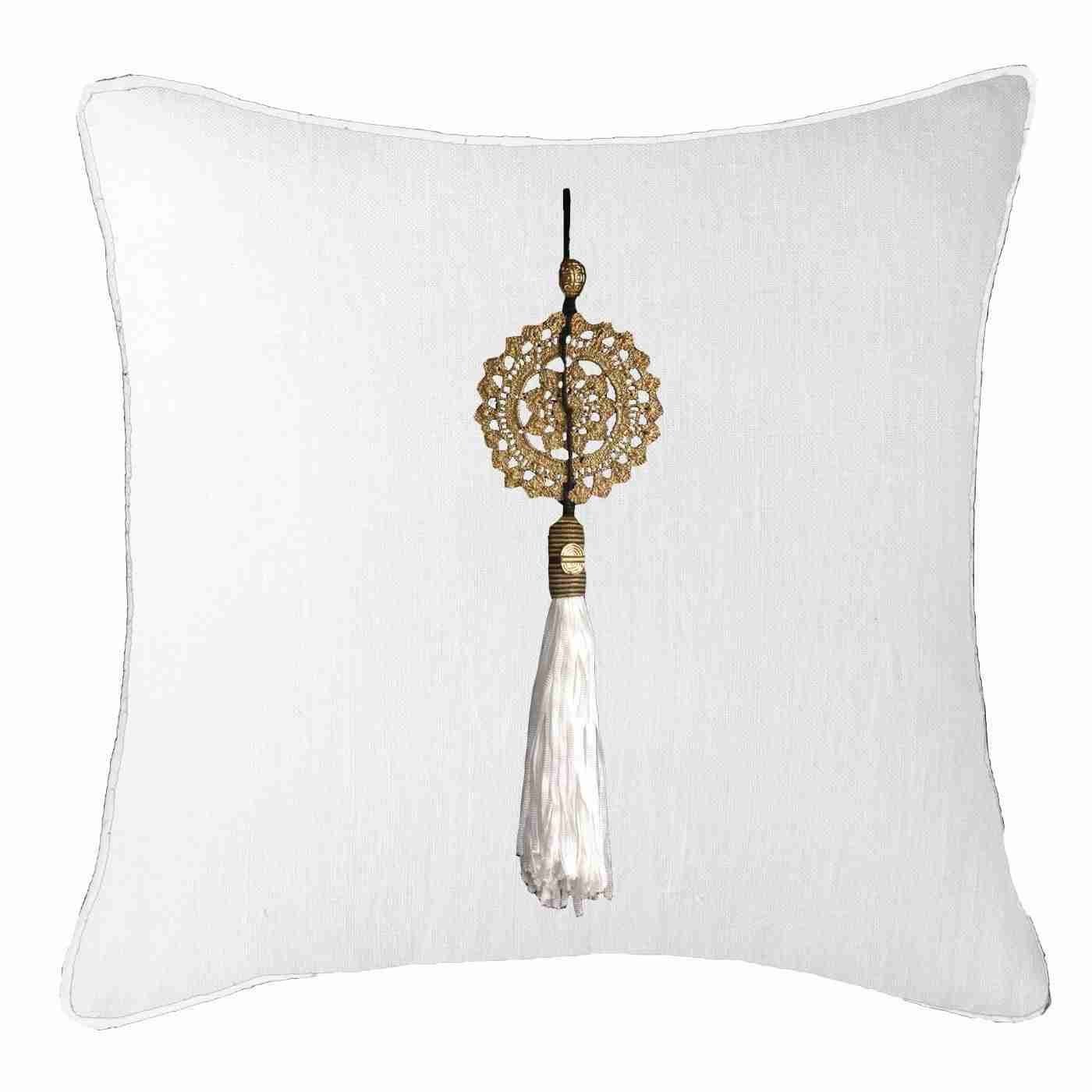 Tassel White Lounge 55 x 55 cm-abc
