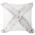 Fringe Cross White Lounge Cushion 55 x 55 cm-abc