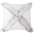 Fringe Cross White Lounge Cushion 55 x 55 cm-abc