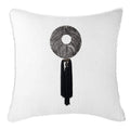 Tassel Disc Black on White Lounge Cushion 55 x 55cm-abc