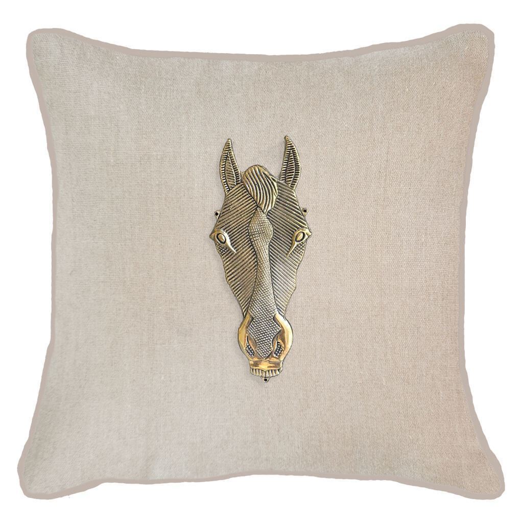 Horse Head Natural Lounge Cushion 55x55cm-abc