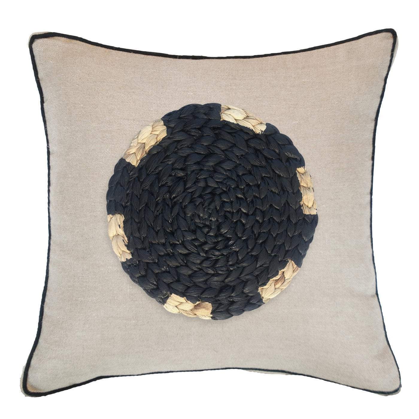 Place Mat Black on Natural Lounge Cushion 55 x 55 cm-abc