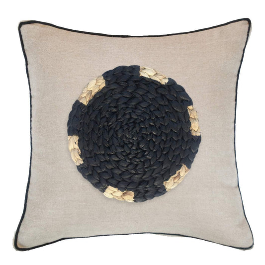 Place Mat Black on Natural Lounge Cushion 55 x 55 cm-abc