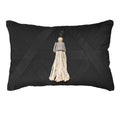 Shell Junonia White Tassel on Black Lumber Cushion 35 x 53 cm-abc