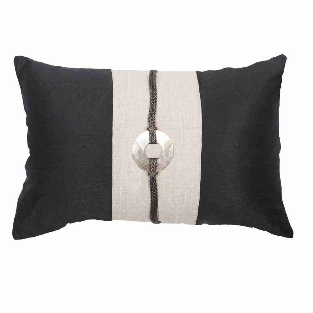 Shell Sash Linen Black Lumber Cushion 35 x 53 cm-abc
