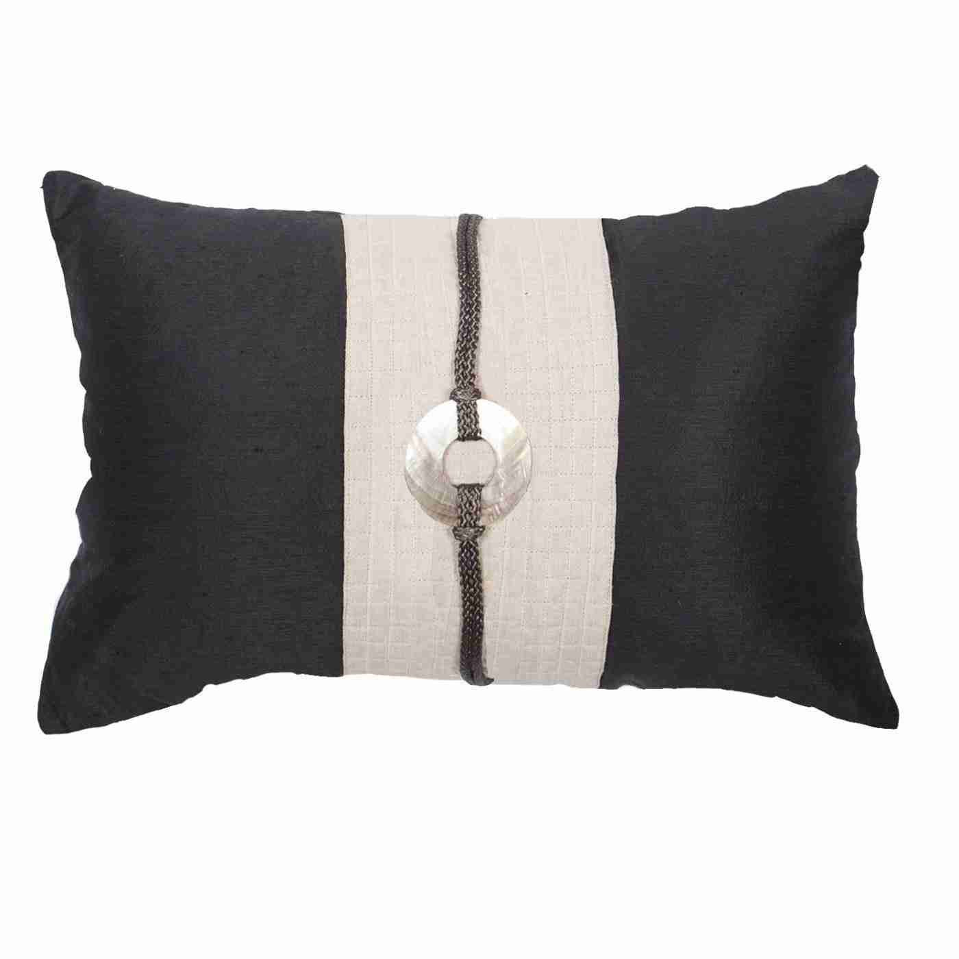 Shell Sash Linen Black Lumber Cushion 35 x 53 cm-abc