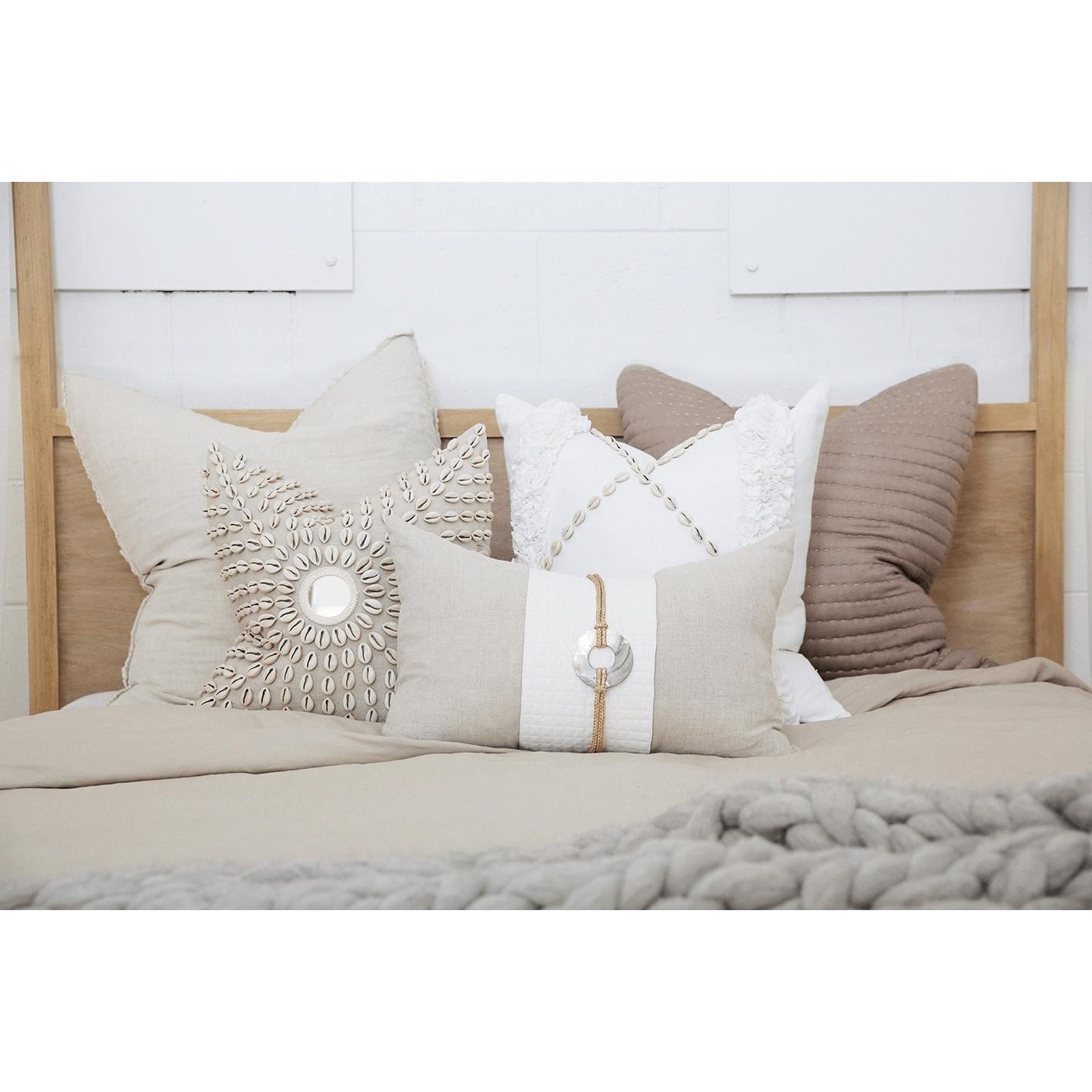 Shell Sash Linen Natural Cushion 35 x 53 cm-abc