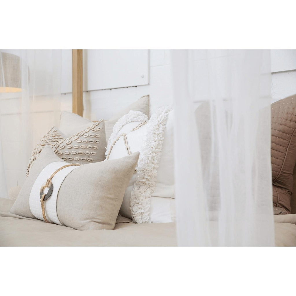 Shell Sash Linen Natural Cushion 35 x 53 cm-abc