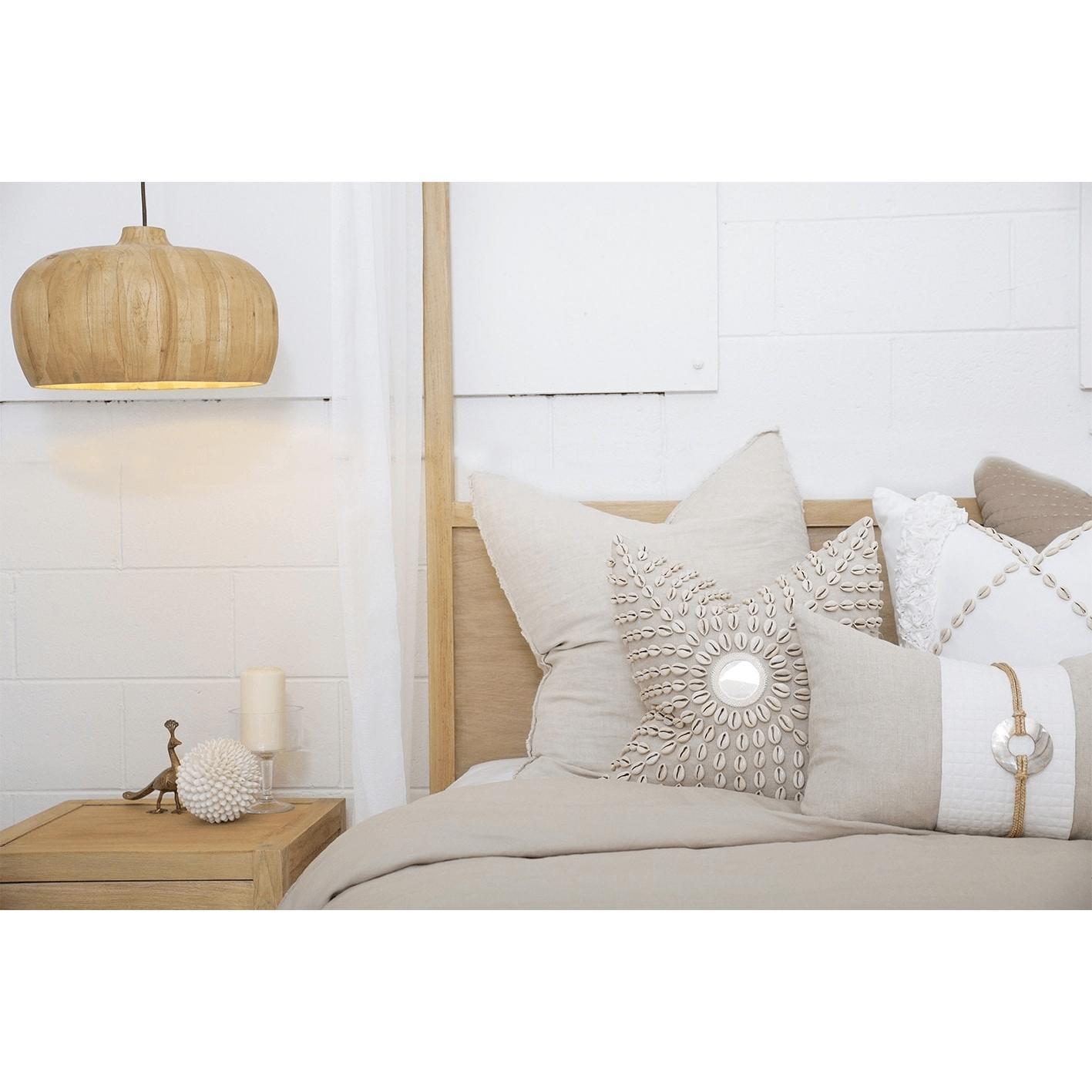 Shell Sash Linen Natural Cushion 35 x 53 cm-abc