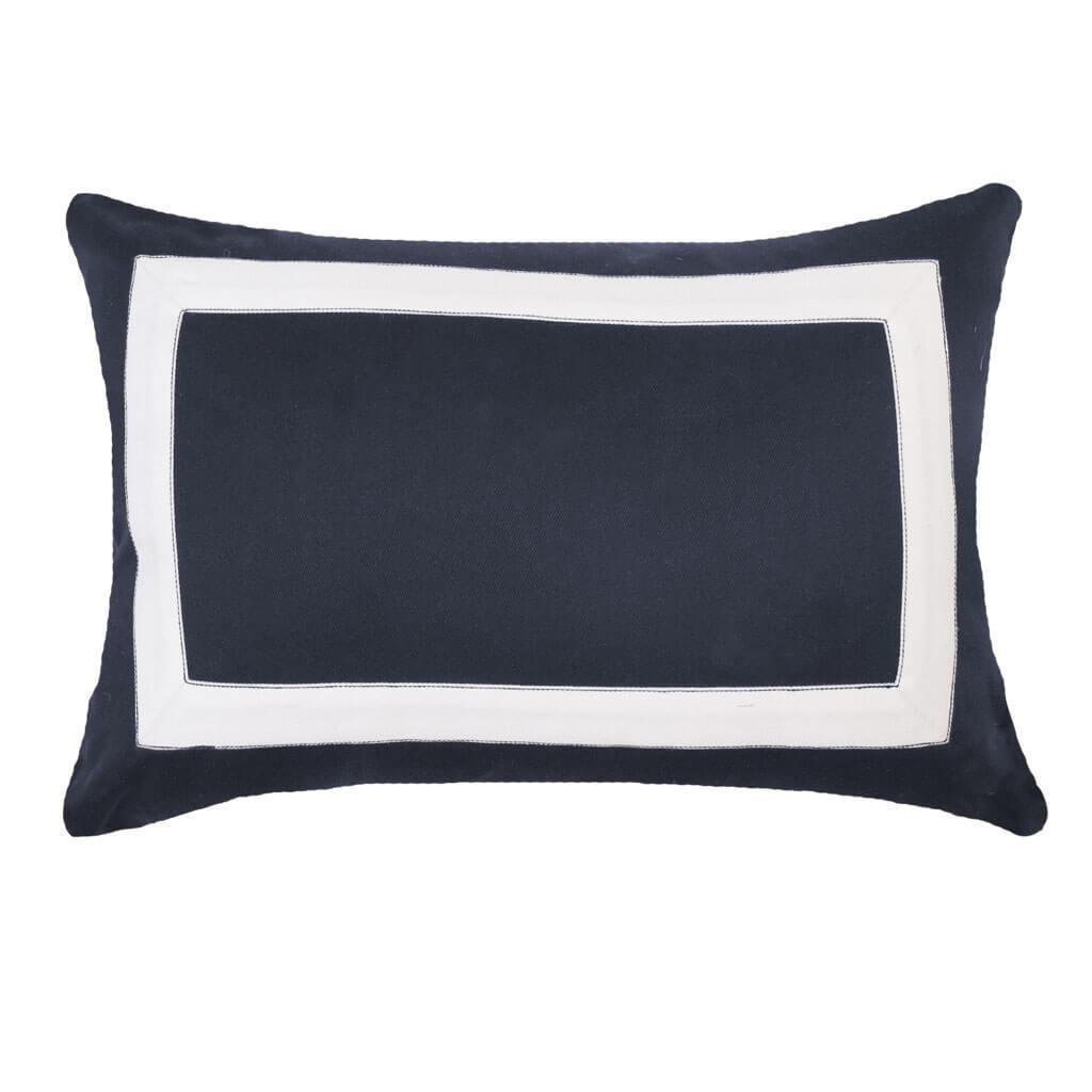 Denim Square Patch Navy White Lumber Cushion 35 x 53 cm-abc