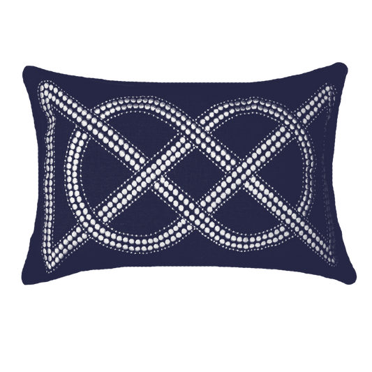 Dot Chain Knot Navy Lumber Cushion 35x53cm-abc