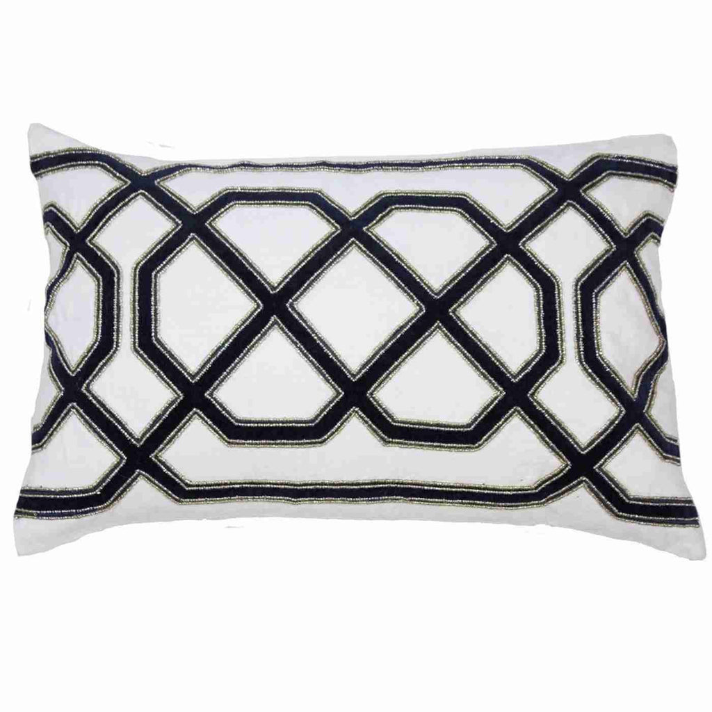 Jagger Navy Embellished Lumber Cushion 35 x 53 cm-abc