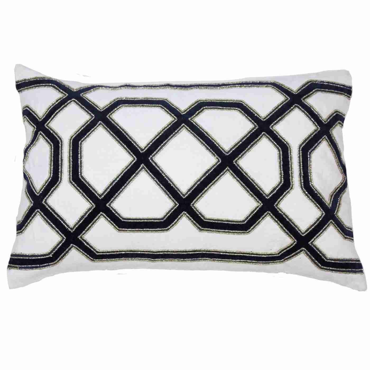 Jagger Navy Embellished Lumber Cushion 35 x 53 cm-abc