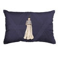Shell Junonia White Tassel on Navy Lumber Cushion 35 x 53 cm-abc