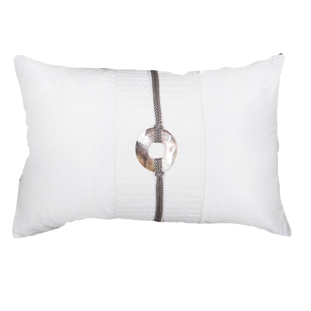 Shell Sash Linen White Lumber Cushion 35 x 53cm-abc