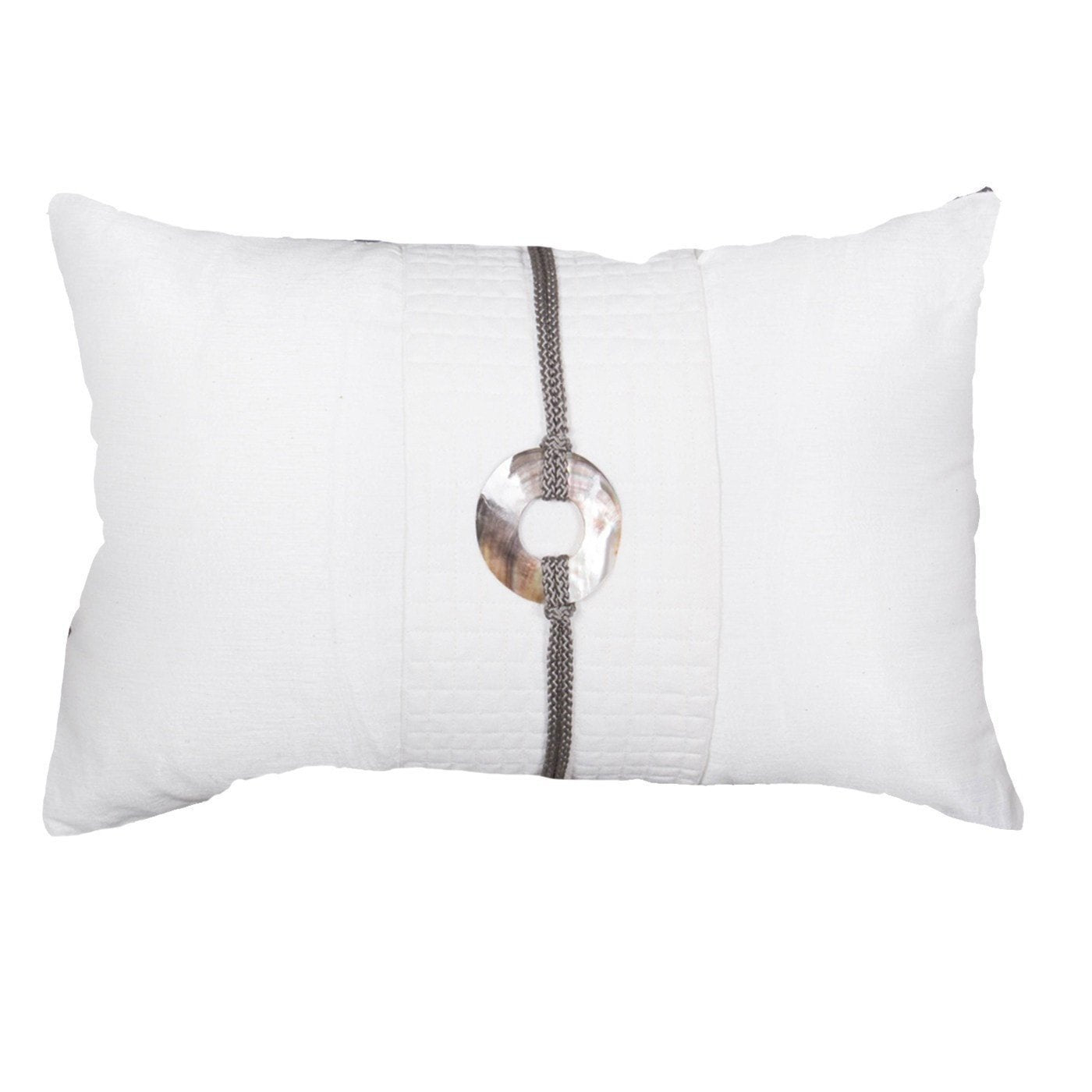 Shell Sash Linen White Lumber Cushion 35 x 53cm-abc