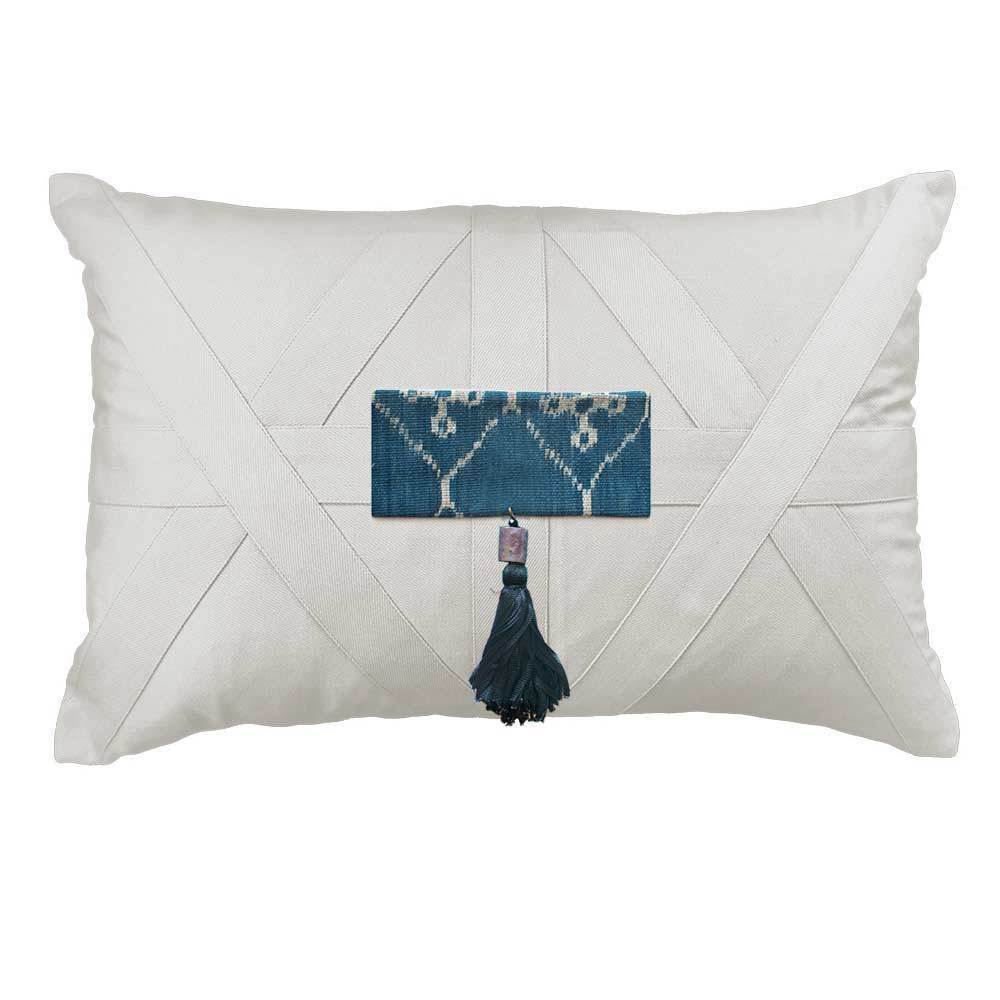 Tassel Ikat Cloud on White Lumber Cushion 35 x 53cm-abc