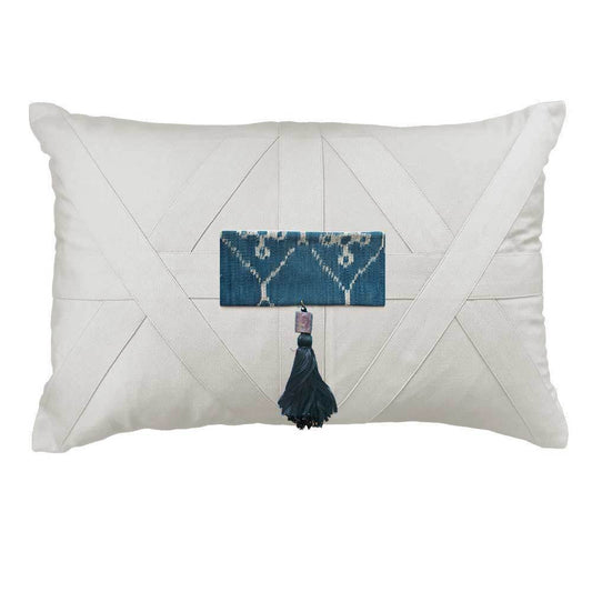 Tassel Ikat Cloud on White Lumber Cushion 35 x 53cm-abc