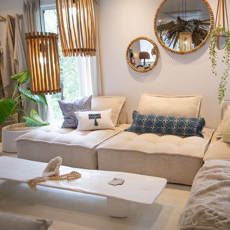 Tassel Ikat Cloud on White Lumber Cushion 35 x 53cm-abc