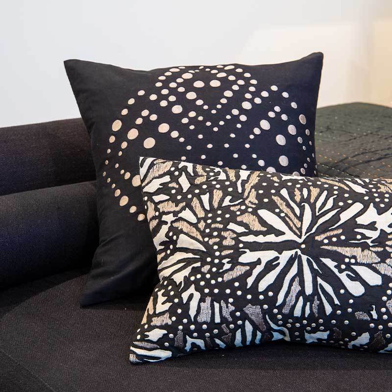 Dot Flower Black Medium Cushion 50 x 50 cm-abc