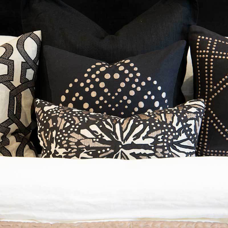 Dot Flower Black Medium Cushion 50 x 50 cm-abc