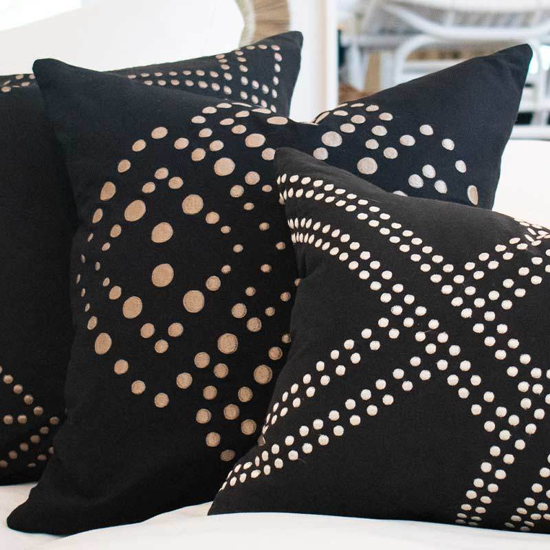 Dot Flower Black Medium Cushion 50 x 50 cm-abc
