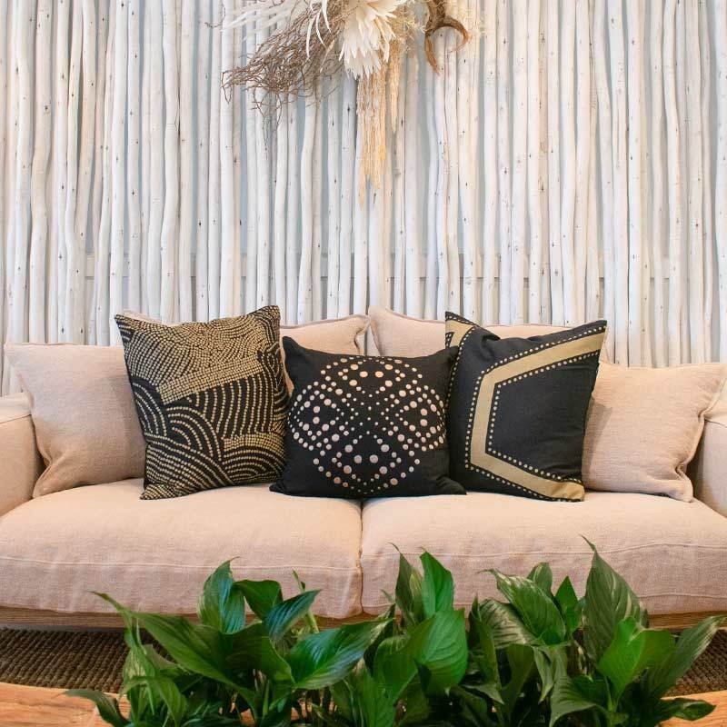 Dot Flower Black Medium Cushion 50 x 50 cm-abc
