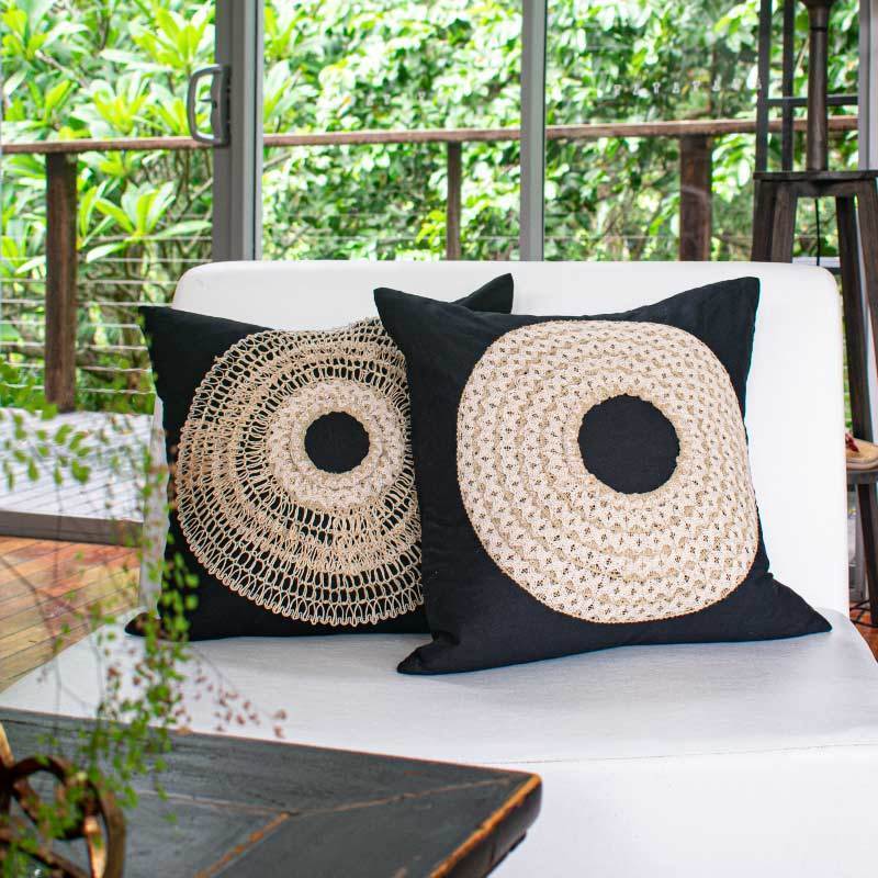 African Badge Black Medium Cushion 50 x 50cm-abc