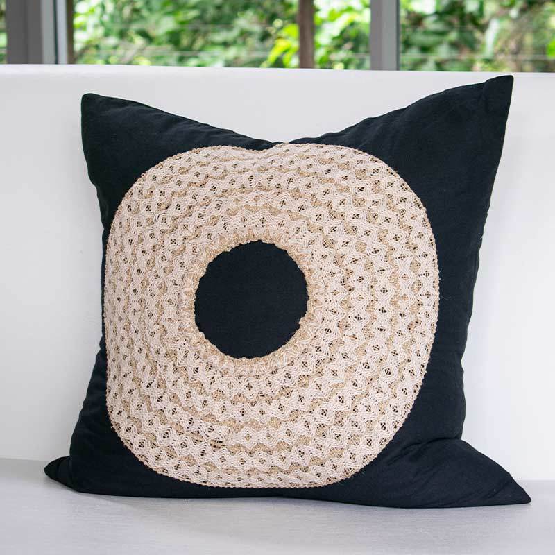African Badge Black Medium Cushion 50 x 50cm-abc