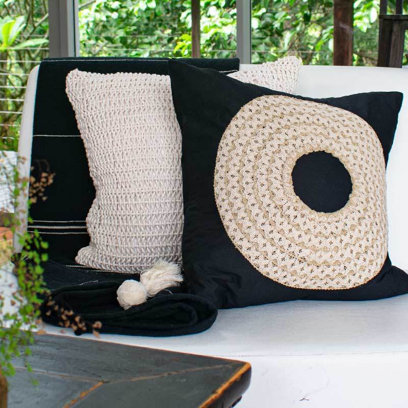 African Badge Black Medium Cushion 50 x 50cm-abc