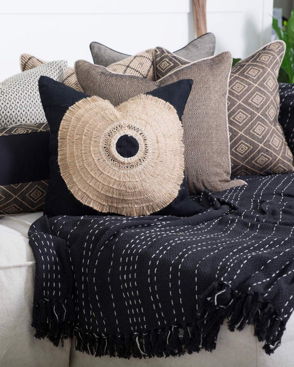 African Shield Black Medium Cushion 50x50cm-abc