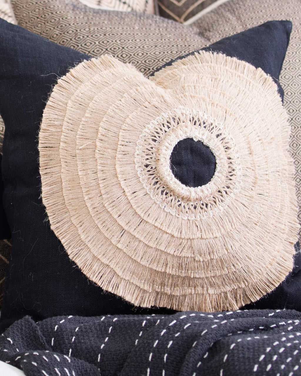 African Shield Black Medium Cushion 50x50cm-abc