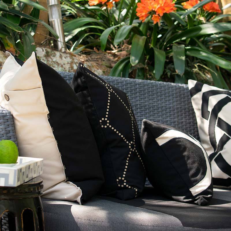 Outdoor Dots Black & Beige Medium Cushion 50 x 50 cm-abc
