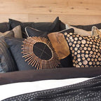 Wood Linen Sticks Black Medium Cushion 50 x 50 cm-abc