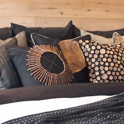 Wood Linen Sticks Black Medium Cushion 50 x 50 cm-abc