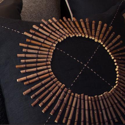 Wood Linen Sticks Black Medium Cushion 50 x 50 cm-abc
