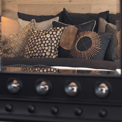 Wood Linen Sticks Black Medium Cushion 50 x 50 cm-abc