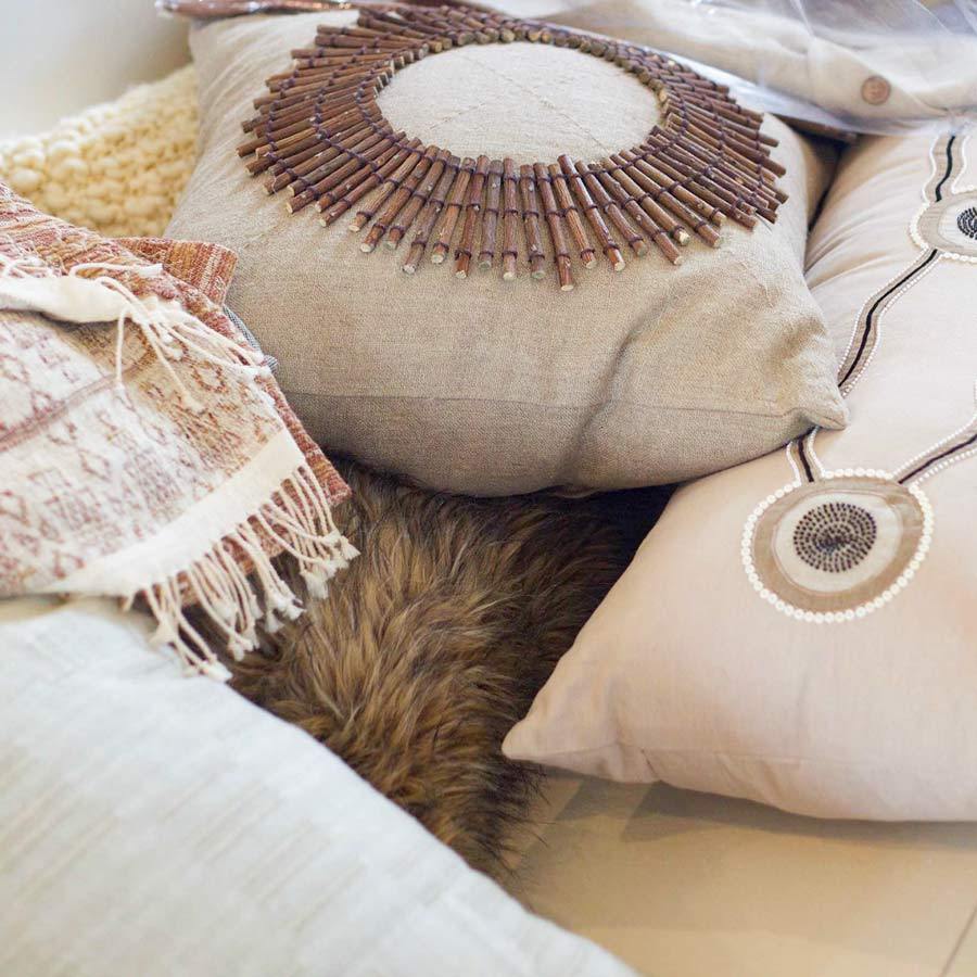 Wood Linen Sticks Medium Cushion 50 x 50 cm-abc