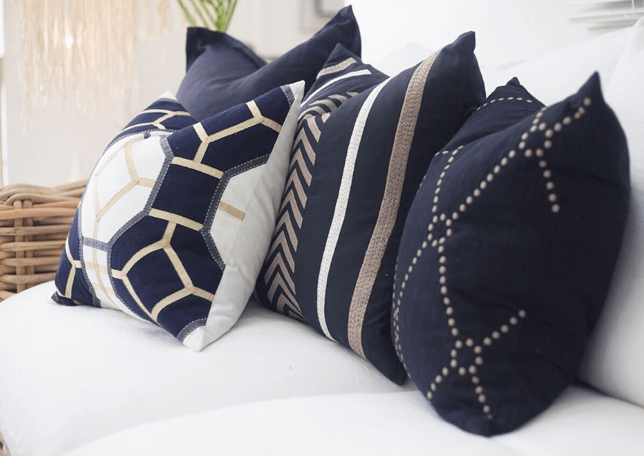 Dot Diamond Navy Medium Cushion 50x50cm-abc