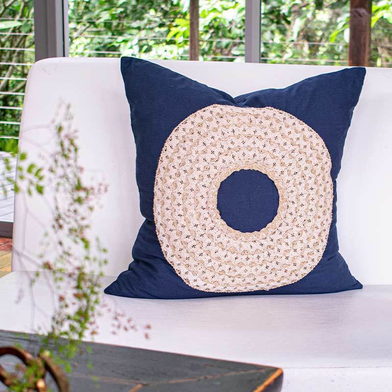 African Badge Navy Medium Cushion 50 x 50cm-abc