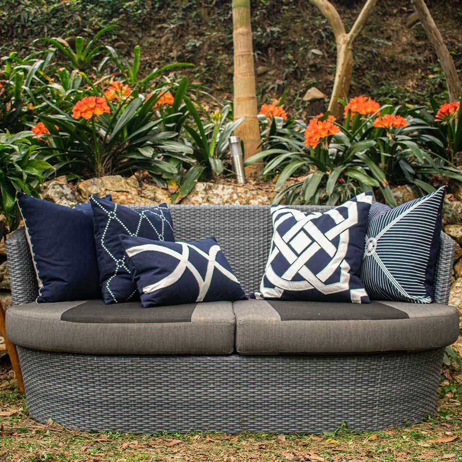 Outdoor Dots Navy Medium Cushion 50 x 50 cm-abc